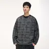 Roupas Masculinas Fengshe / Moletom Raglan Primavera e Outono com Logo, Linha do Ombro em Camurça Sintética, Três Listras, Top de Manga Longa com Forro de Fleece para Homens