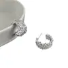 Pendientes Huecos en Forma de C con Microincrustaciones de Circonita, Estilo Minimalista Elegante y Lujoso, Pendientes Exquisitos Versátiles de Alta Gama de Moda para Mujer