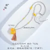 Collar de Calabaza Hueca Esmaltada Chapado en Oro Estilo Vintage con Colgante de Filigrana Esmaltada Azul Cadena para Suéter para Mujer