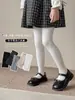 Frete grátis em leggings quentes forrados com fleece de garra de dragão para meninas, coleção outono/inverno 2026, cor sólida, fleece fino, atacado para meias de dança de meninas