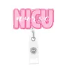 Insignia para Personal Médico con Brillo, Texto en Inglés, Portaid Retráctil, Colgante Decorativo, Iniciales, Pergamino Retráctil