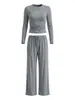 Ropa de Otoño 2026 para Mujer para Comercio Electrónico Transfronterizo, Amazon Europeo y Americano TK Conjunto Casual Americano de Color Sólido con Manga Larga y Pantalón Largo