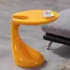Mesa Redonda Pequena com Acabamento Laqueado, Design Simples para Sala de Estar, Mesinha de Centro Redonda Pequena para Quarto, Mesa de Cabeceira, Janela de Canto, Varanda, Mesa Lateral Criativa para Sofá