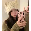 Gorro de Punto para Mujer, Cálido y a Prueba de Frío, Estilo Coreano Otoño e Invierno, Versátil, Orejas de Conejo Lindas, Gorro de Lana, Protección para las Orejas, Mantiene la Cara Caliente y Hace que la Cara Parezca Más Pequeña