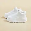 Zapatos de Mujer de Caña Alta 2026 Invierno Suela Gruesa Forro de Felpa Cuero Impermeable Engrosado Casual Moda Blancos Deportivos Casuales