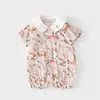 Macacão de Verão Manga Curta para Bebê Macacão de Verão Ultra-Fino de Gaze Algodão Puro para Bebê Roupa com Ar Condicionado para Crianças Roupa para Engatinhar de Recém-Nascido