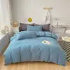 Jie Liya Algodón Puro Hilo 40S Teñido en Hilo Algodón Lavado Rayas Borde de Concha Estilo Japonés Juego de Cama de Cuatro Piezas Funda de Edredón Individual Disponible para Mayorista