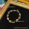 Conjunto Cobre Antigo Médio Ocidental Strass Colorido Olho de Demônio Pulseira Design Ouro Brilhante Estilo Francês Diário