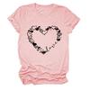 Personalidade europeia e americana amor coração estampa moda gola redonda manga curta camiseta feminina nova combina com tudo para usar por baixo