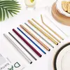 Pajitas de Acero Inoxidable 304 Transfronterizas, Bebidas para Portavasos de Coche, Té de Leche, Juego de Pajitas Metálicas de Colores, Fabricante de Logotipos al por Mayor