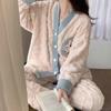 Pijamas de Terciopelo Coral para Mujer Otoño e Invierno Espesados con Forro Polar 2024 Nuevos Ropa de Casa Cálida de Franela de Manga Larga Traje