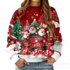 Venda Direta do Fabricante Original Atacado Feminino Moletom Feminino Estampa Digital 3D Boneco de Neve de Natal Gola Redonda Moletom Casual