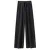Pantalones de Punto de Lana 100% Pierna Ancha para Mujer, Pantalones Largos Casuales Sueltos Rectos hasta el Suelo, Otoño e Invierno Adelgazantes de Cintura Alta con Caída