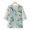 Conjunto de Camiseta de Manga Curta de Verão para Mães de Meia-Idade e Idosas, Roupa Feminina de Duas Peças, Novo Estilo Chinês Roupa de Vovó