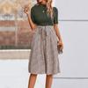 Ropa de Mujer de Verano 2024 para Comercio Exterior Transfronterizo Nueva Cuello Medio Alto Estampado de Leopardo Europeo y Americano Amazon Vestido de Empalme de Manga Corta