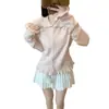 Cárdigan de punto con cuello de muñeca acanalado de estilo dulce para mujer, nuevo top reductor de edad de manga larga para otoño e invierno, chaqueta suéter básica
