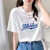 Camiseta Feminina de Manga Curta em Seda de Leite Estilo Coreano Solta Ins Versátil Tendência Estampada Solta Efeito Emagrecedor Tops para Mulheres