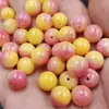 Contas redondas de cor gradiente Jade contas soltas jade rosa amarelo quartzo rocha contas de jade acessórios de joalheria para pulseira colar faça você mesmo contas
