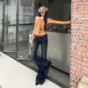 Jeans de Pierna Acampanada Micro con Bolsillos Traseros de Diseño Remachado Retro Americano 2026 Favorecedores Pantalones Acampanados Hot Girl para Mujer
