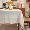 Toalha de Mesa de Linha de Algodão e Linho com Borlas Imitação Francesa Transfronteiriça Decoração de Mesa à Prova de Poeira Decoração de Casamento Atacado