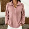 2026 Roupa Feminina Europeia e Americana Transfronteiriça Outono e Inverno Plush Meio Zíper Gola Lapela Manga Longa Casual Quente Moletom Feminino Fábrica de Origem