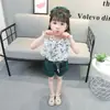 Conjunto Doloke liso para bebê menina floral estilo coreano doloke comércio exterior estilo verão menina fresca duas peças estilo ocidental