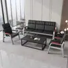 Sofá de Oficina Sofá de Tres Plazas Mesa de Café Sofá Simple Moderno para Oficina de Negocios Sala de Recepción Estructura de Hierro Sofá para Invitados