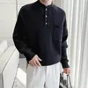 Suéter de cuello alto medio diseño para hombre popular tejido trenzado engrosado base suelta estilo perezoso top de moda ins