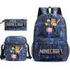 Mi mochila escolar mundial de tres piezas con estampado, gran capacidad, bolsa de lona para computadora para exteriores para estudiantes de secundaria