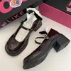 2025 Novo Estilo College Britânico Uniforme JK Sapatos Pequenos de Couro para Mulheres Baixas, Sapatos Mary Jane Pretos de Couro Envernizado com Salto Alto para Mulheres