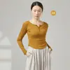 Roupa de Prática de Dança Moderna Decote V Slim Fit Roupa de Dança Valoriza a Figura Manga Longa Top de Dança