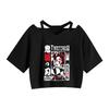 Camiseta de manga corta con ombligo suelto y tirantes para mujer, animación de espada extintora de fantasmas de cazadora de demonios transfronteriza Xia Xin