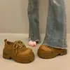Zapatos de plataforma estilo francés con suela gruesa y punta profunda, estilo retro Birkenstock, nueva colección de otoño 2026, zapatos pequeños de cuero estilo británico con punta ancha