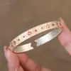 Pulsera Abierta Mariposa Amor Flor Pie Plata 9999 Dorado Calado para Mujer Pulsera de Plata de Ley Versátil Estilo Chino Esmalte Moda Palacio