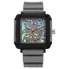 Modelo novo transfronteiriço, estiloso e chamativo, mostrador grande, colorido, refletivo, relógio quadrado de silicone, relógio de pulso masculino com calendário, relógio de quartzo