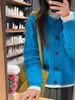 Cárdigan de punto retro estilo coreano azul Klein, suave y acogedor, para mujer, otoño e invierno, suéter corto de alta gama holgado