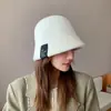 Gorro de Pescador de Lana para Otoño e Invierno para Mujer, Sombrero de Cubo Tejido con Retazos de Moda Estilo Coreano, Sombrero Liso para Cubrir la Cara Que Hace que la Cara Parezca Más Pequeña
