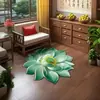 Alfombra de Dormitorio con Forma Especial de Loto Estéreo 3D Felpudo de Baño Terciopelo de Cristal Alfombrilla Absorbente Antideslizante para Lavabo de Baño