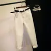 Jeans Feminino Cinza Cintura Alta 2020 Nova Chegada Estilo Coreano Solto Estudantes Versátil Visual Slim Calça Tendência Chic Harlan