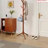 Perchero de pie laminado de madera maciza, popular en dormitorios, para colgar ropa en el dormitorio, sala de estar, entrada y pasillo, también sirve como perchero para bolsas y estante de almacenamiento