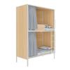 Litera de Acero y Madera Engrosada Zhuhai para Apartamentos de Personal de Dormitorios con Cortinas, Cama Litera con Ancho Igual en Ambos Niveles