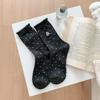 Otoño e Invierno Nuevos Calcetines de Mujer Bordados con Cachorros de Lunares Estilo Japonés Algodón Absorbentes de Sudor Transpirables Versátiles Simples Calcetines de Media Caña para Mujer