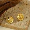 Pendientes de acero inoxidable de oro de 18 quilates, sencillos y redondos, sin decoloración, directos de fábrica, joyería de alta gama.