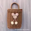 Cesta de Armazenamento Tecida de Rattan Sintético Prateleira de Armazenamento Decoração de Cozinha Banheiro Cesta de Parede para Flores Armazenamento Cesta de Lavar Cesta de Parede para Gengibre e Alho