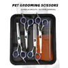 Tesouras para Tosquia de Animais de Estimação, Tesouras Integradas de Aço para Aparar Pelos de Cachorro, Tesouras Domésticas de Dentes Planos, Tesouras Curvas, Suprimentos para Animais de Estimação