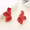 Brincos de Agulha de Prata S925 Moda Folha de Bordo Mori Flor Gota de Óleo Cor Doce Elegante Luxo Pétala Brincos para Mulheres