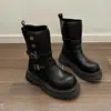 Botas Martin retro con plataforma para aumentar la altura para mujer, nuevo estilo británico otoño e invierno 2026, botas color marrón Maillard, botines negros