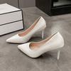 Salto alto bico fino 2024 Nova primavera e verão boca rasa local de trabalho sapatos femininos sapatos de salto alto francês