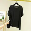 Novo pijama feminino de verão plus size para usar como roupa externa, camiseta casual de manga curta modal soltinha plus size, peça básica versátil para mulheres