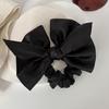 Elegante e Elegante Anel de Cabelo com Laço de Cetim Preto Headwear Elástico Alto Amarrar Acessórios de Cabelo Corda de Cabelo Enrolada na Parte de Trás da Cabeça Francesa
